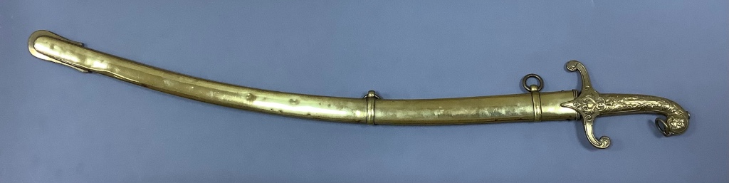 A Victorian Mameluke hilt sabre, length 88cm, the etched blade by C. Webb, 23 Old Bond Street London